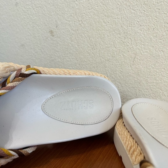 SCHUTZ Mel Braided Strappy Slides Multi Neutral Women's Size 7.5 Slip On Leather - Picture 7 of 11